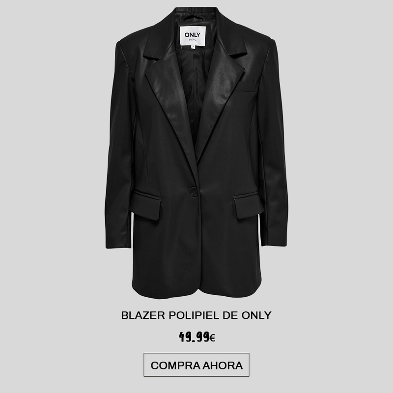 Americana de cuero negra para mujer