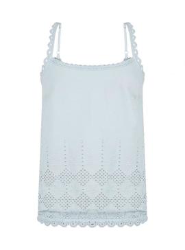 Blusa Naf Naf Crochet Azul Claro Para Mujer
