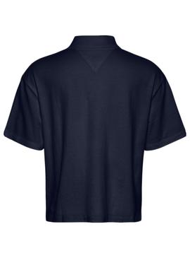 Polo  Tommy Jeans Boxy Crop marino para mujer  