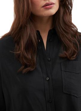 Camisa Vila Polinea Oversize Negra para Mujer