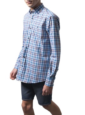 Camisa Klout Madras Azul Para Hombre