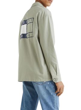 Sobrecamisa Tommy Jeans Twisted Flag Verde Hombre 