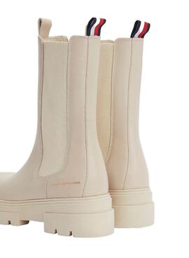 Botines Tommy Hilfiger Chelsea Piel Beige Mujer