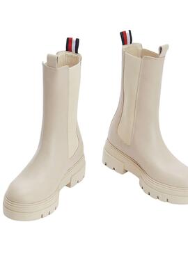 Botines Tommy Hilfiger Chelsea Piel Beige Mujer