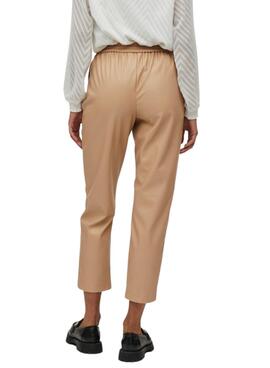 Pantalón Vila Vinille Polipiel para Mujer Camel