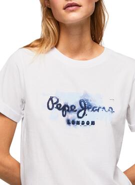Camiseta Pepe Jeans logo blanco para mujer