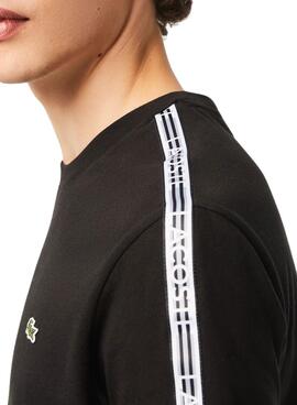 Camiseta Lacoste Raya Logo Negro para Hombre