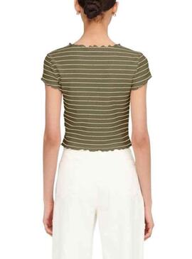 Camiseta Only Anits Cropped Verde para Mujer