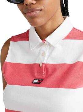 Polo Tommy Jeans Stripe  blanco para mujer 