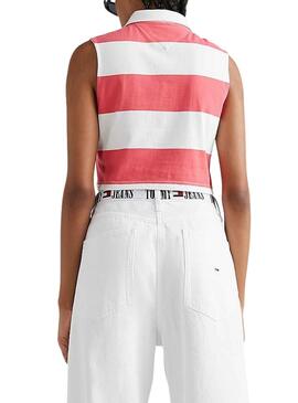 Polo Tommy Jeans Stripe  blanco para mujer 