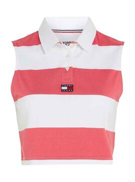 Polo Tommy Jeans Stripe  blanco para mujer 