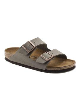 Sandalias Birkenstock Arizona Birko-Flor Nubuck Stone narrow fit para hombre y mujer
