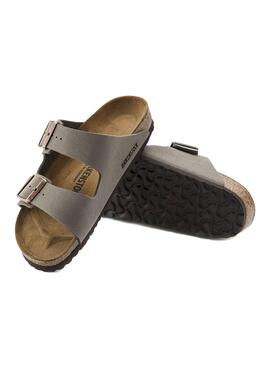 Sandalias Birkenstock Arizona Birko-Flor Nubuck Stone narrow fit para hombre y mujer
