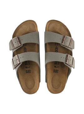 Sandalias Birkenstock Arizona Birko-Flor Nubuck Stone narrow fit para hombre y mujer
