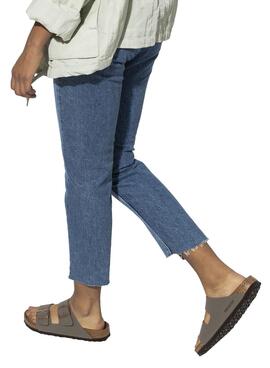 Sandalias Birkenstock Arizona Birko-Flor Nubuck Stone narrow fit para hombre y mujer
