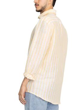 Camisa Klout Lino Rayas Amarillo y Blanco
