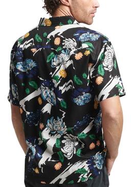 Camisa Superdry Hawaiian Negro para Hombre