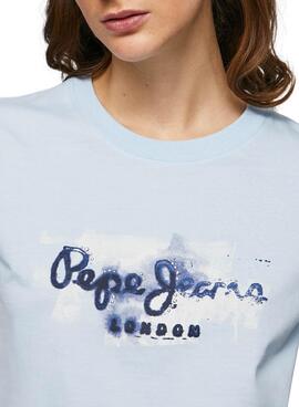 Camiseta Pepe Jeans logo azul para mujer