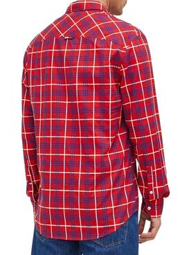 Camisa Tommy Jeans Small Check Roja  para hombre 