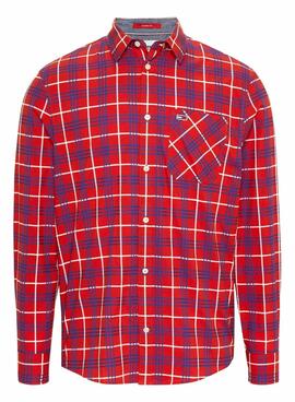 Camisa Tommy Jeans Small Check Roja  para hombre 