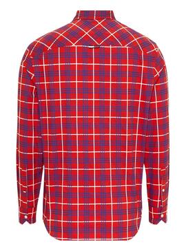 Camisa Tommy Jeans Small Check Roja  para hombre 