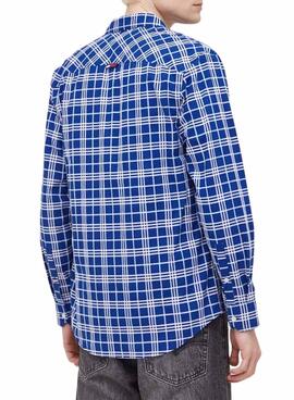 Camisa  Tommy Jeans Small Check  azul  para hombre 