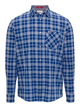 Camisa  Tommy Jeans Small Check  azul  para hombre 