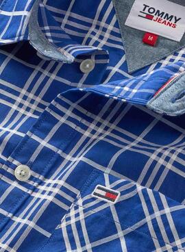 Camisa  Tommy Jeans Small Check  azul  para hombre 