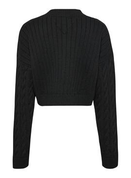 Jersey Tommy Jeans Center Flag Negro para Mujer