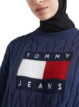 Jersey  Tommy Jeans Center Flag marino para mujer  