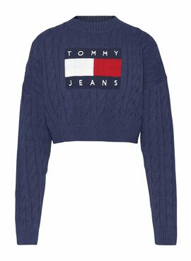 Jersey  Tommy Jeans Center Flag marino para mujer  