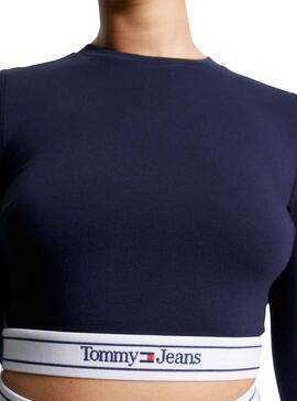 Top Tommy Jeans Waistband marino para mujer 