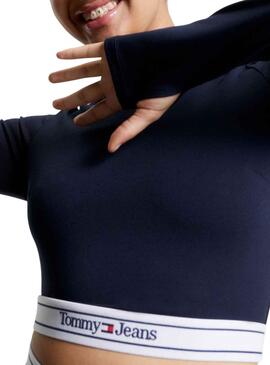 Top Tommy Jeans Waistband marino para mujer 