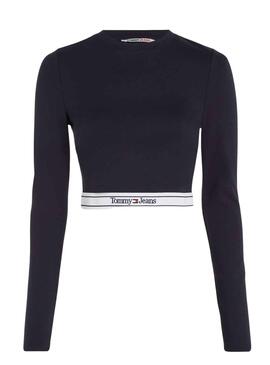 Top Tommy Jeans Waistband marino para mujer 
