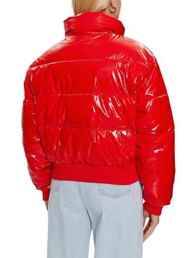 Chaqueta Tommy Jeans Badge Glossy Rojo para Mujer