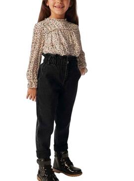 Pantalón Denim Mayoral Cinturón Negro para Niña
