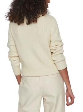 Jersey Vila Viril Half Zipper Beige para Mujer