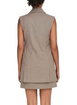 Chaleco Only Molly Vichy Marrón para Mujer