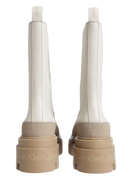 Botas Calvin Klein Chelsea Flatform Beige Mujer