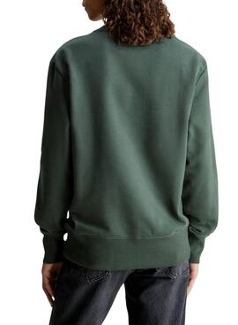 Sudadera Calvin Klein Jeans Woven Tab Crew Verde