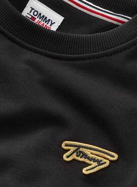 Sudadera Tommy Jeans Signature negro para mujer                                                                                      