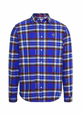 Camisa  Tommy Jeans Relaxed Check azul  para hombre 