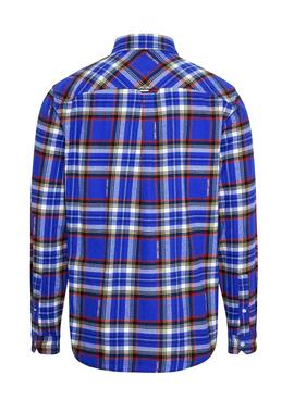 Camisa  Tommy Jeans Relaxed Check azul  para hombre 