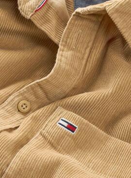 Camisa Tommy Jeans Corduroy Camel Para Hombre