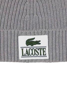 Gorro Lacoste Lana Con Parche Gris