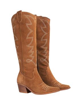 Botas Popa Paulina Serraje Camel Para Mujer