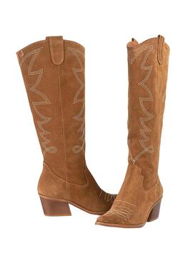 Botas Popa Paulina Serraje Camel Para Mujer