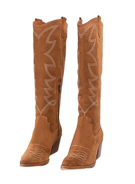 Botas Popa Paulina Serraje Camel Para Mujer
