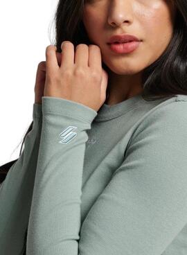 Camiseta Superdry Rib Slim Verde Para Mujer