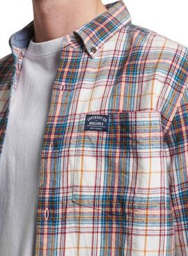 Camisa Superdry Cotton Lumberjack Blanco Hombre
